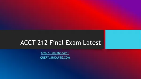 ACCT 212 Final Exam Latest
