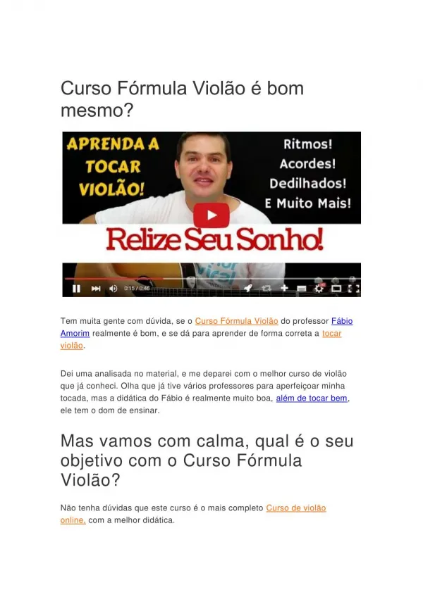 Curso Fórmula Violão - O melhor curso de violão online