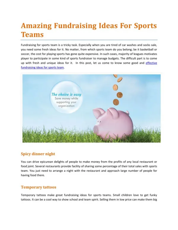 Amazing Fundraising Ideas For Sports Teams