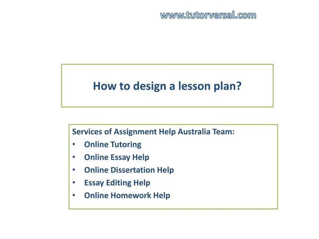 how to design a lesson plan