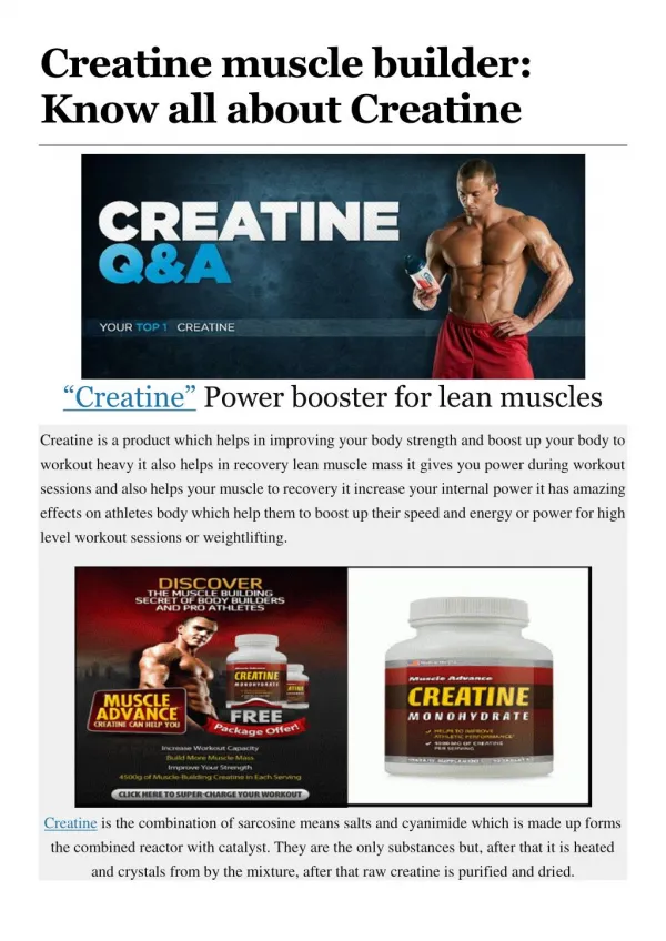 Creatine muscle builder: Know all about Creatine