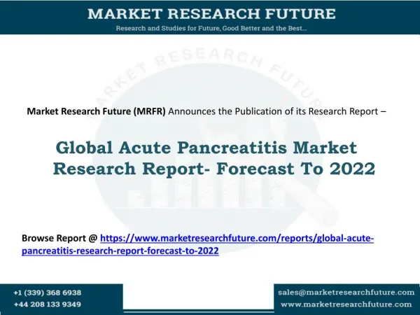 Global Acute Pancreatitis Research Report- Forecast To 2022
