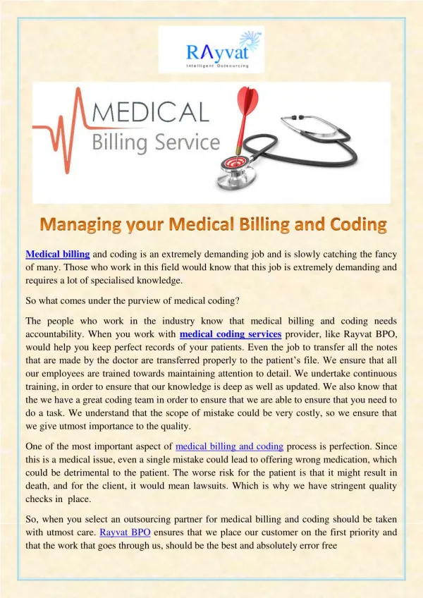 Managing your Medical Billing and Coding