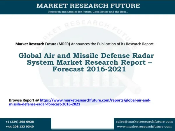 Global Air and Missile Defense Radar System Market Research Report – Forecast 2016-2021