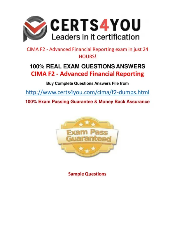 Cima F2 Exam Questions