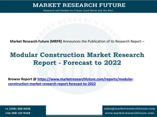 Modular Construction Market Estimated to Reach USD 104 Million by 2022 at a CAGR of 6%
