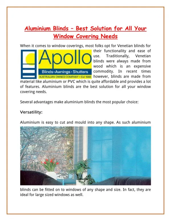 Aluminium Blinds – Best Solution for All Your Window Covering Needs