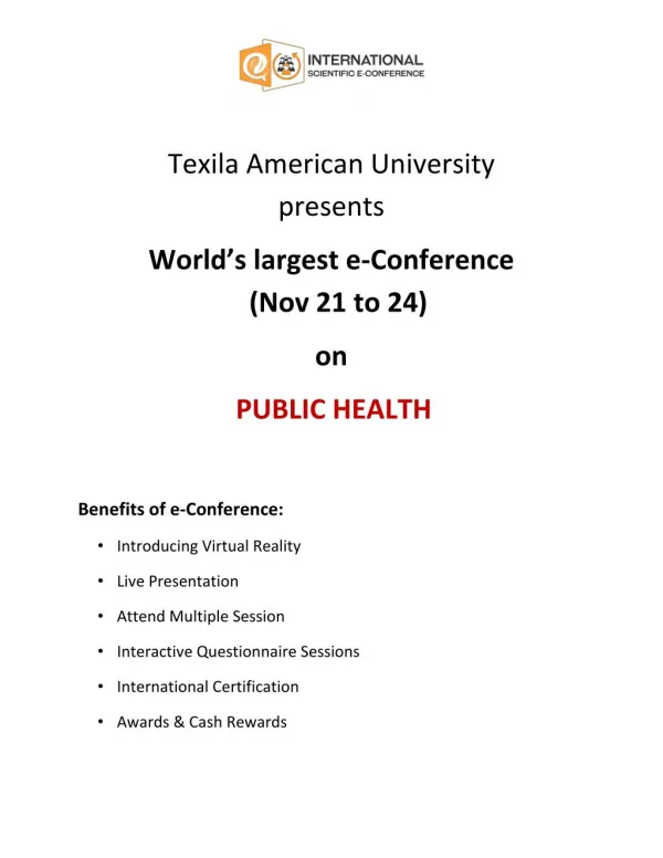 Public Health e-Conference-Benefits & Proceedings