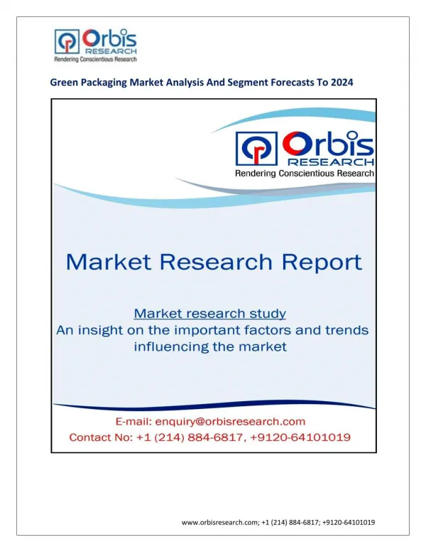 Green Packaging Industry 2024 Forecasts Research Report – OrbisResearch