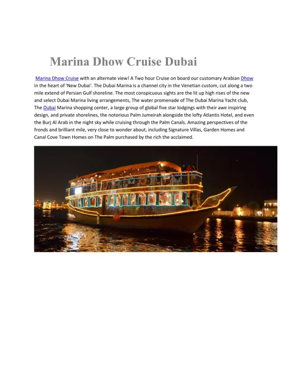 marina dhow cruise dubai