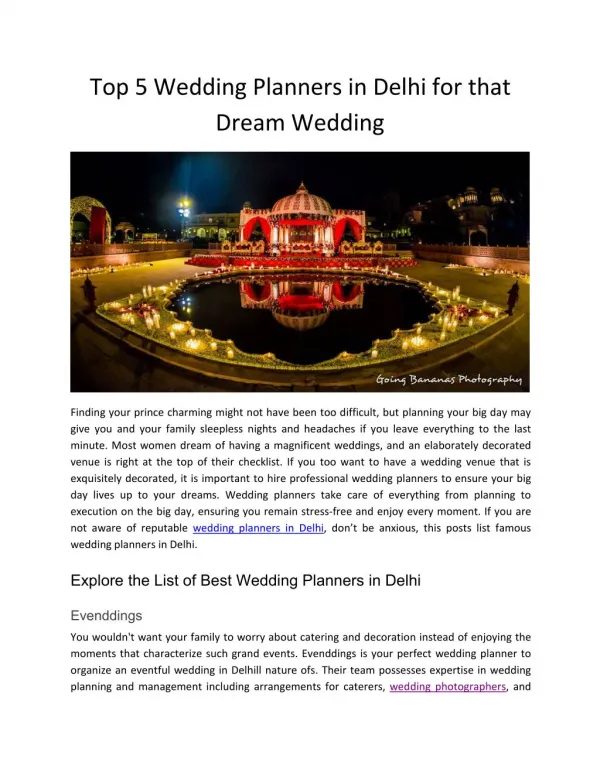 Top 5 Wedding Planners in Delhi for that Dream Wedding
