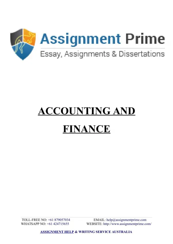 Sample Assignment on Accounting and Finance