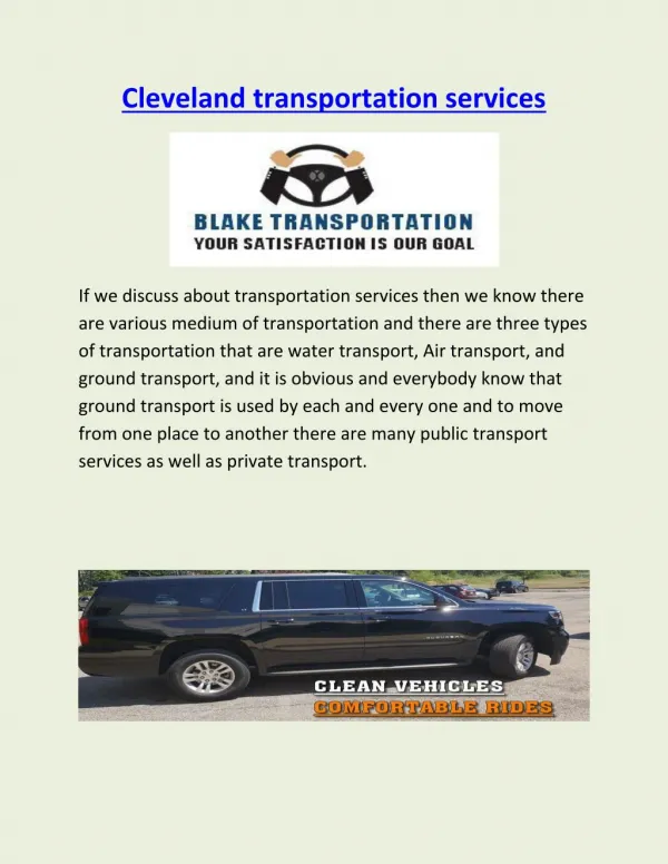 Cleveland transportation services