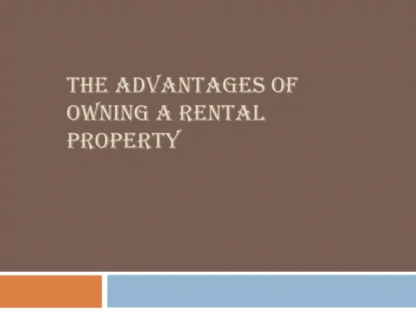 Advantages of Owning a Rental Property
