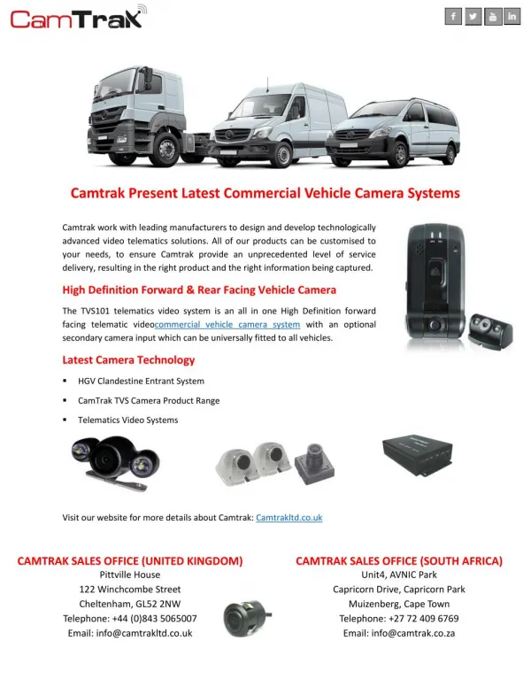 Camtrak Present Latest Commercial Vehicle Camera Systems