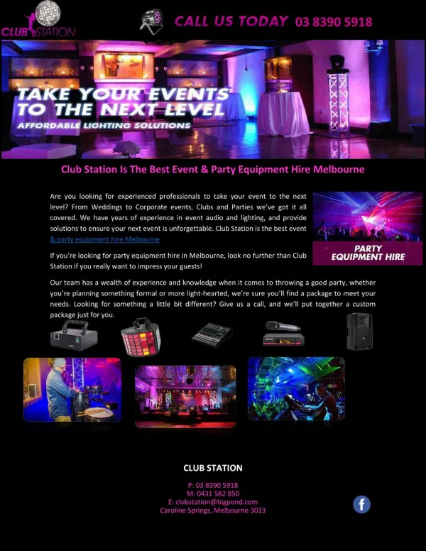 Club Station Is The Best Event & Party Equipment Hire Melbourne