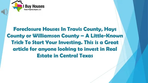 Finding Foreclosure Houses in Travis County!