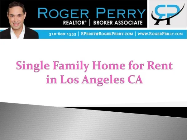 Single Family Home for Rent in Los Angeles CA