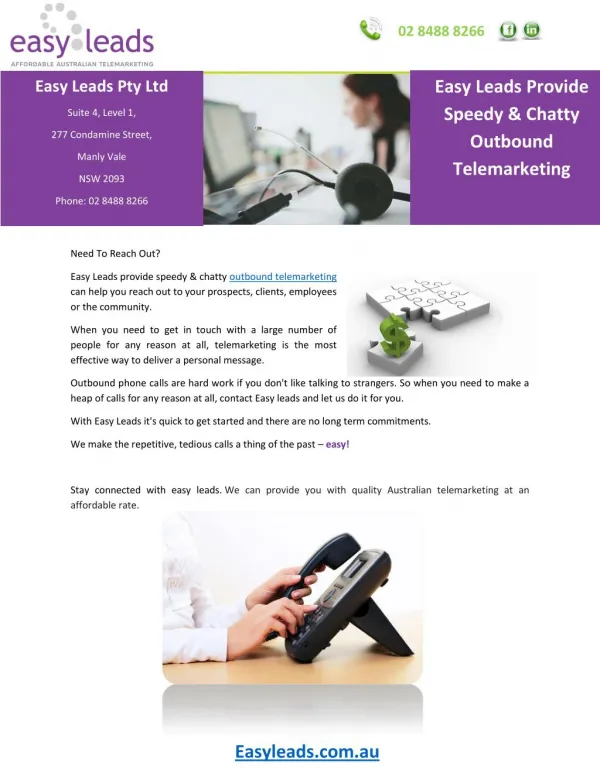 Easy Leads Provide Speedy & Chatty Outbound Telemarketing