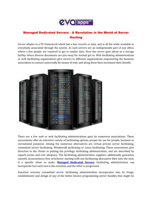 Managed Dedicated Servers - A Revolution in the World of Server Hosting