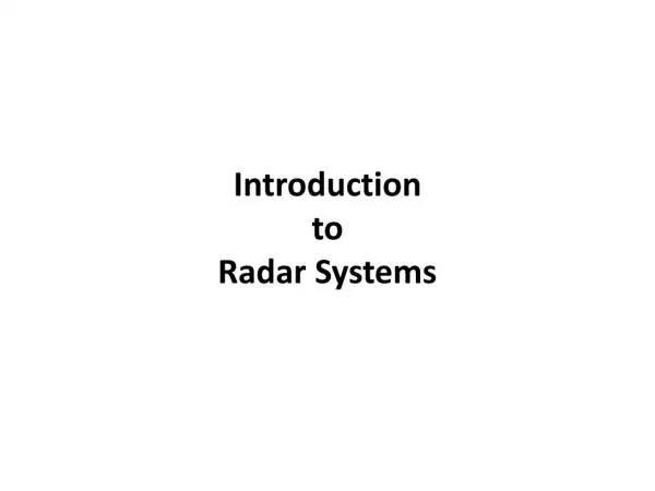 Introduction to RADAR System