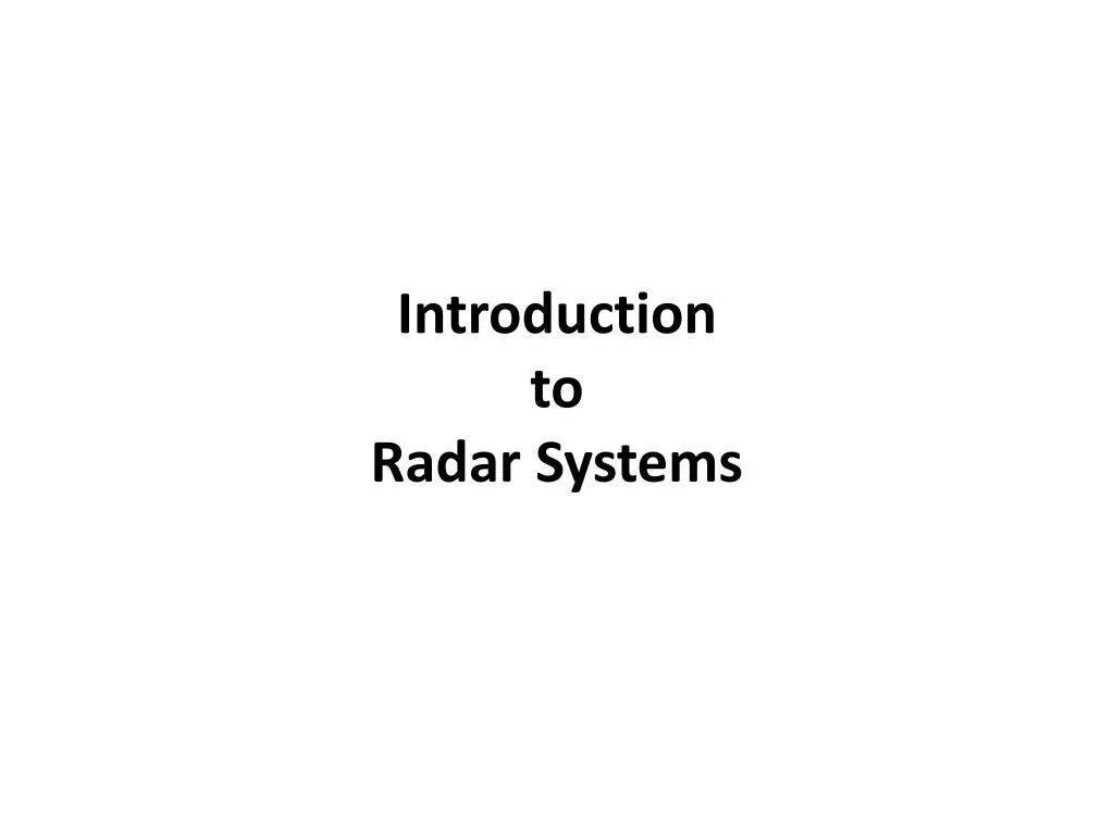 introduction to radar systems