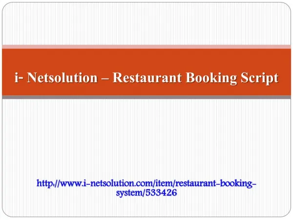 Restaurant Booking Script - i- Netsolution