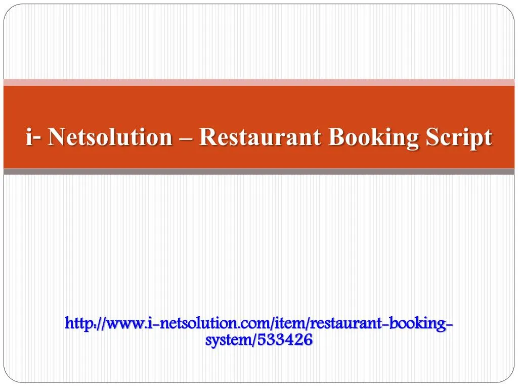 i netsolution restaurant booking script