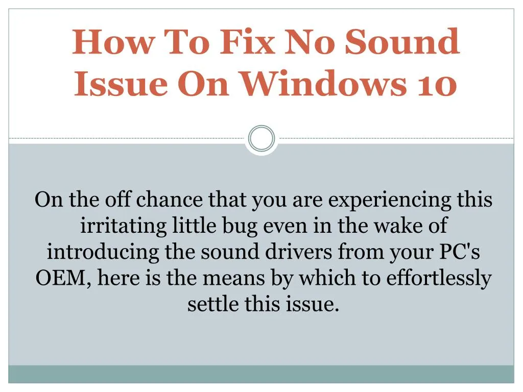 how to fix no sound issue on windows 10