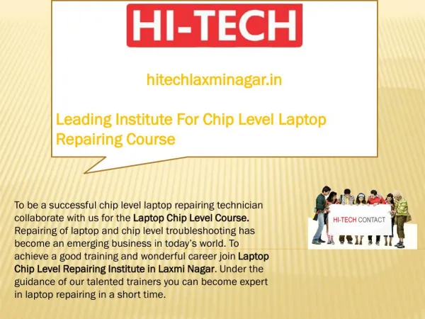 Leading Institute For Chip Level Laptop Repairing Course