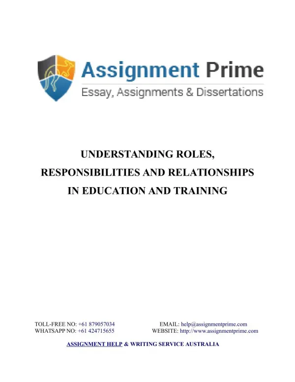 Understanding Roles, Responsibilities and Relationships in Education and Training