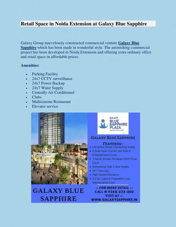 Excellent Commercial Spaces in Galaxy Blue Sapphire