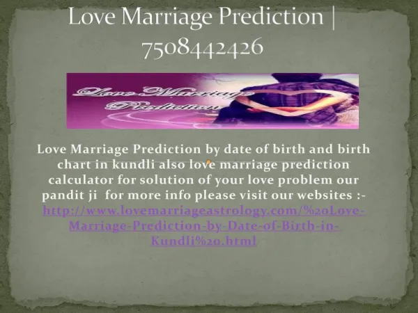 Love Marriage Prediction | 91 7508442426
