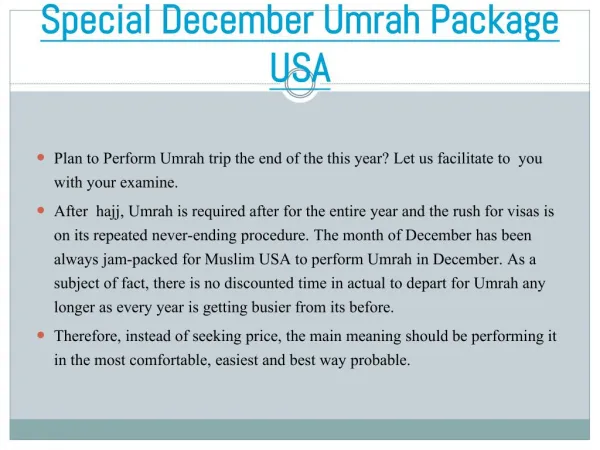 Special December Umrah Deal