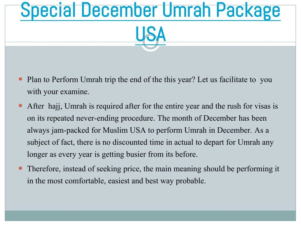 special december umrah package usa