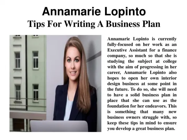 Annamarie Lopinto - Tips For Writing A Business Plan