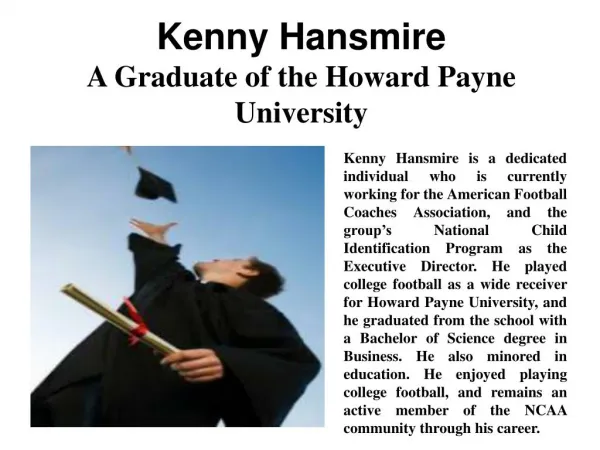 Kenny Hansmire - A Graduate of the Howard Payne University