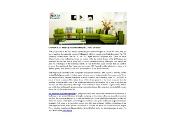 Overview of Ats Rhapsody Residential Project At Noida Extension