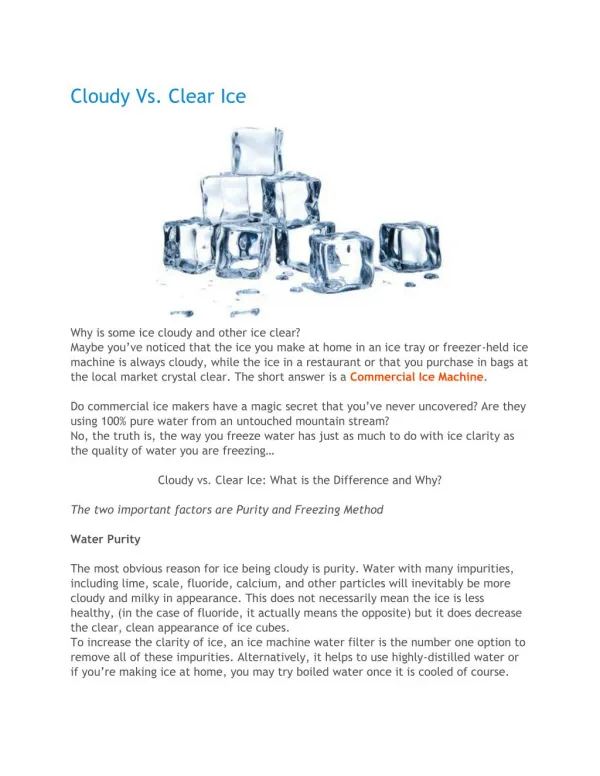 Cloudy Vs. Clear Ice