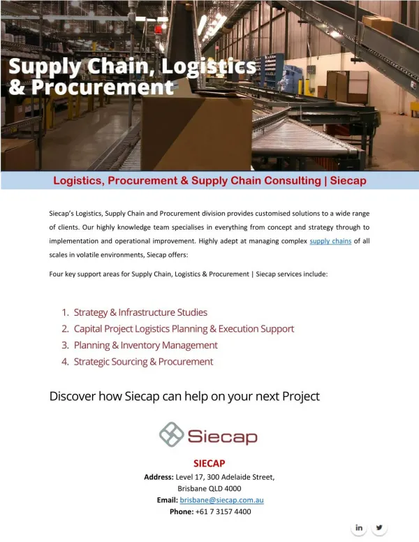 Logistics, Procurement & Supply Chain Consulting Siecap