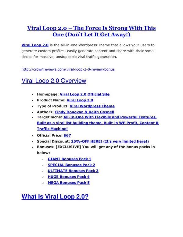 Viral Loop 2.0 review-(MEGA) $23,500 bonus of Viral Loop 2.0