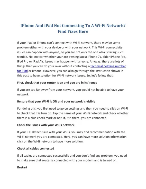 IPhone And iPad Not Connecting To A Wi-Fi Network? Find Fixes Here