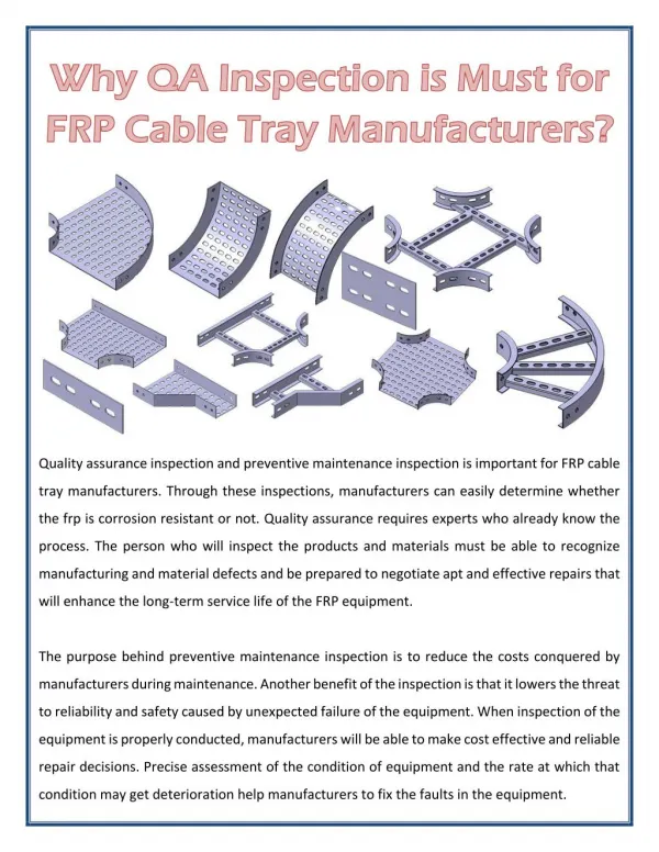 Why QA Inspection is Must for FRP Cable Tray Manufacturers?