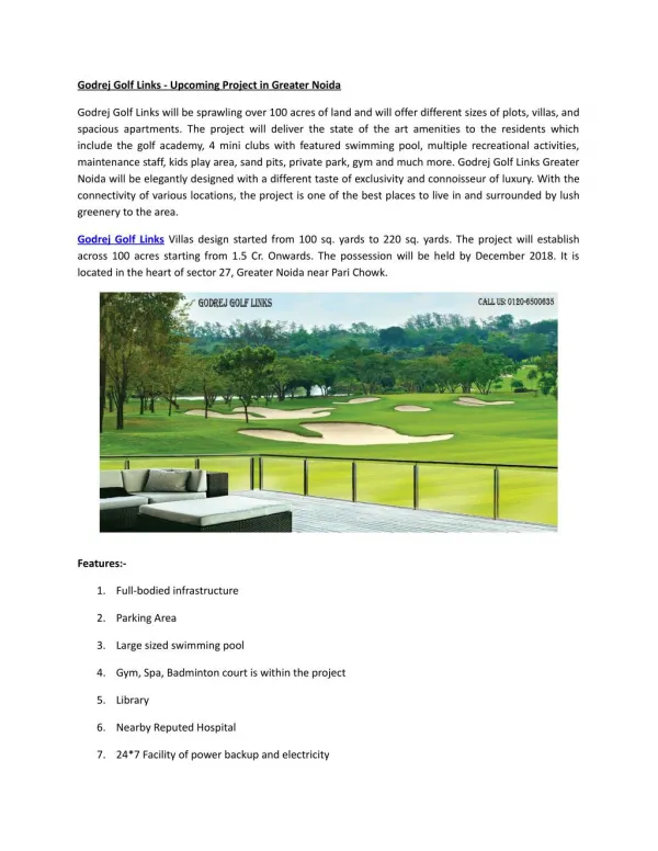 Godrej Golf Links -Upcoming Project in Greater Noida