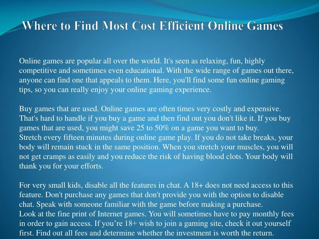 where to find most cost efficient online games