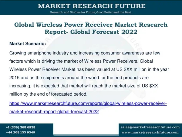 Global Wireless Power Receiver Market Research Report- Global Forecast 2022