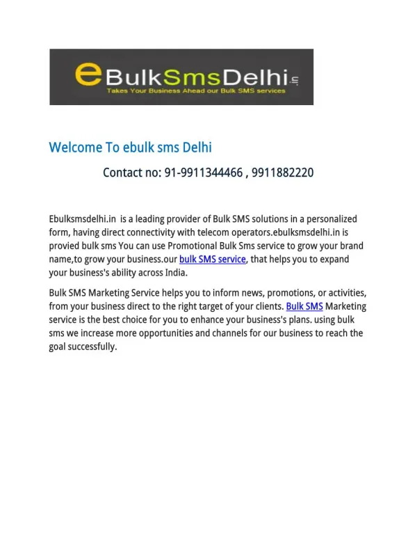 Bulk sms service provider company in delhi