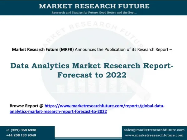 Global Data Analytics Market Estimated to Reach Market Size of USD~159 Billion by 2022