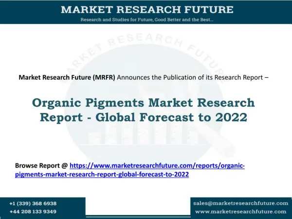 Organic Pigments Market Expected to Grow at a CAGR of Around 4.5% from 2016 to 2022