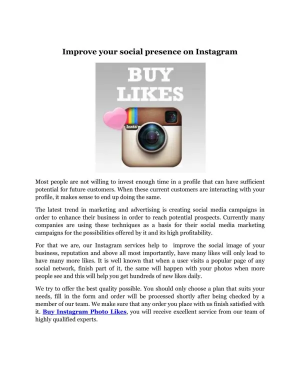 Improve your social presence on Instagram